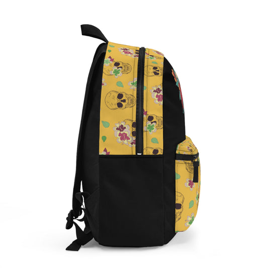 LuckeLadybug custom skull backpack with a vibrant floral design and spacious compartments