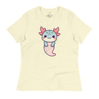 Cute axolotl t-shirt featuring a colorful cartoon axolotl design on a light background