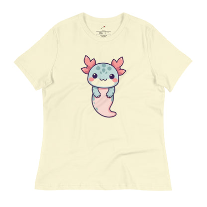 Cute axolotl t-shirt featuring a colorful cartoon axolotl design on a light background