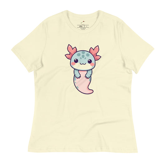Cute axolotl t-shirt featuring a colorful cartoon axolotl design on a light background