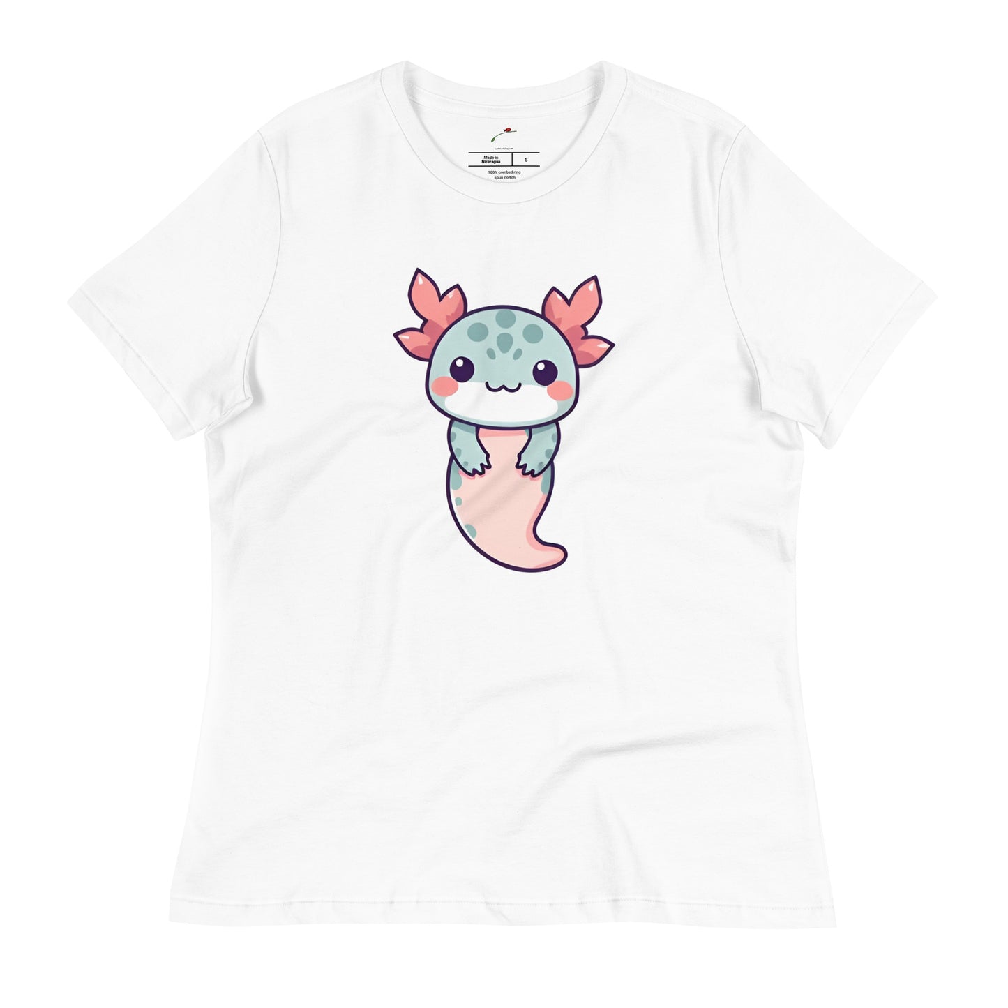 Cute axolotl t-shirt featuring a playful axolotl design on a white shirt