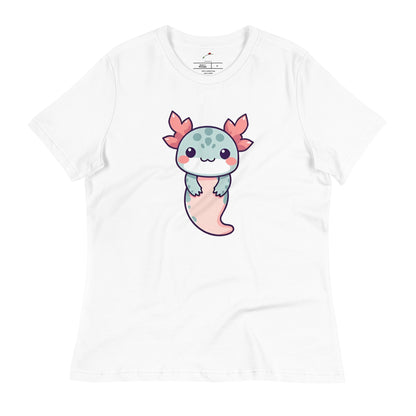 Cute axolotl t-shirt featuring a playful axolotl design on a white shirt