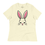 LuckeLadybug cute bunny ears womens t-shirt featuring a playful bunny face design