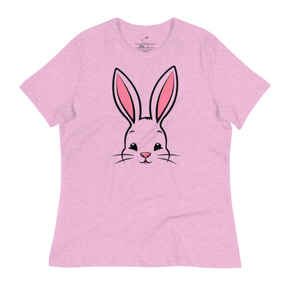 Cute bunny ears womens t-shirt in pink with an adorable bunny face design