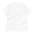 Back view of a white LuckeLadybug cute bunny ears womens t-shirt with a relaxed fit
