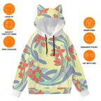 cute cat ear hoodie for women with floral pattern loose fit and drawstring hood
