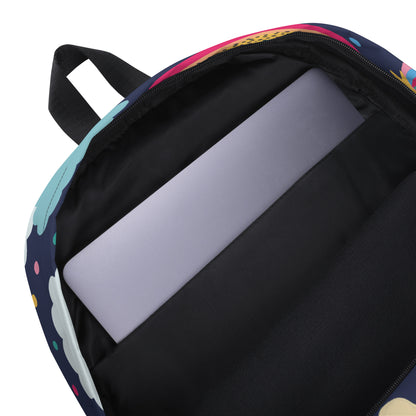 LuckeLadybug cute cloud print backpack with laptop compartment showing inside view