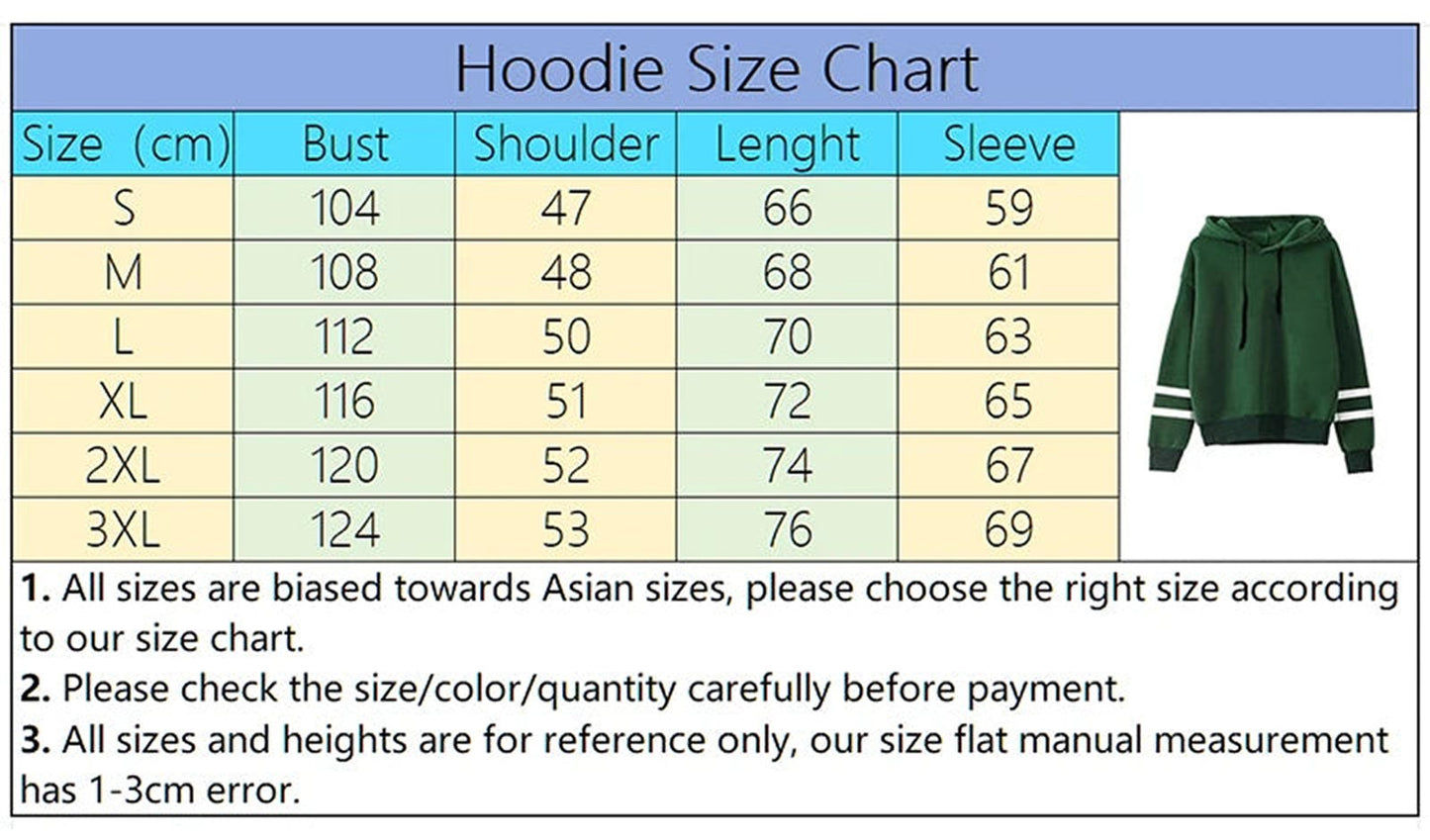 Cute dog print womens hoodie in green with stylish stripes and size chart for perfect fit