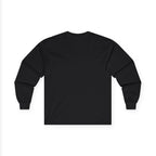 Black long sleeve top by LuckeLadybug with a cute husky design long sleeve top style in the back view