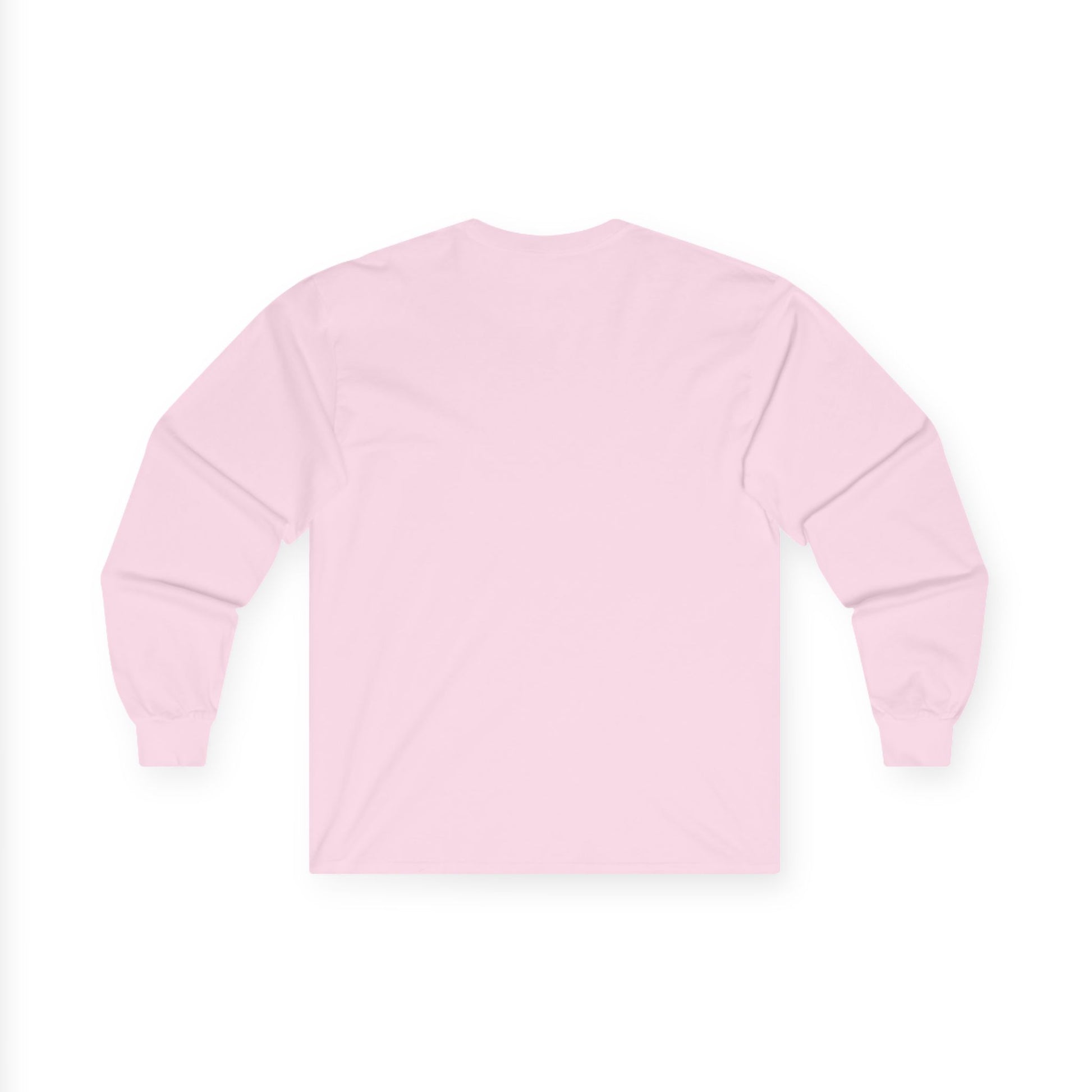 Back view of a pink cute husky design long sleeve top by LuckeLadybug with ribbed cuffs
