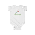 White cute infant onesie with ladybug graphic and little love bug text by LuckeLadybug