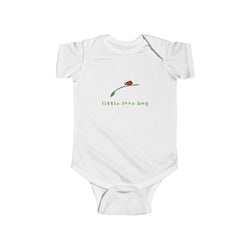 White cute infant onesie with ladybug graphic and little love bug text by LuckeLadybug