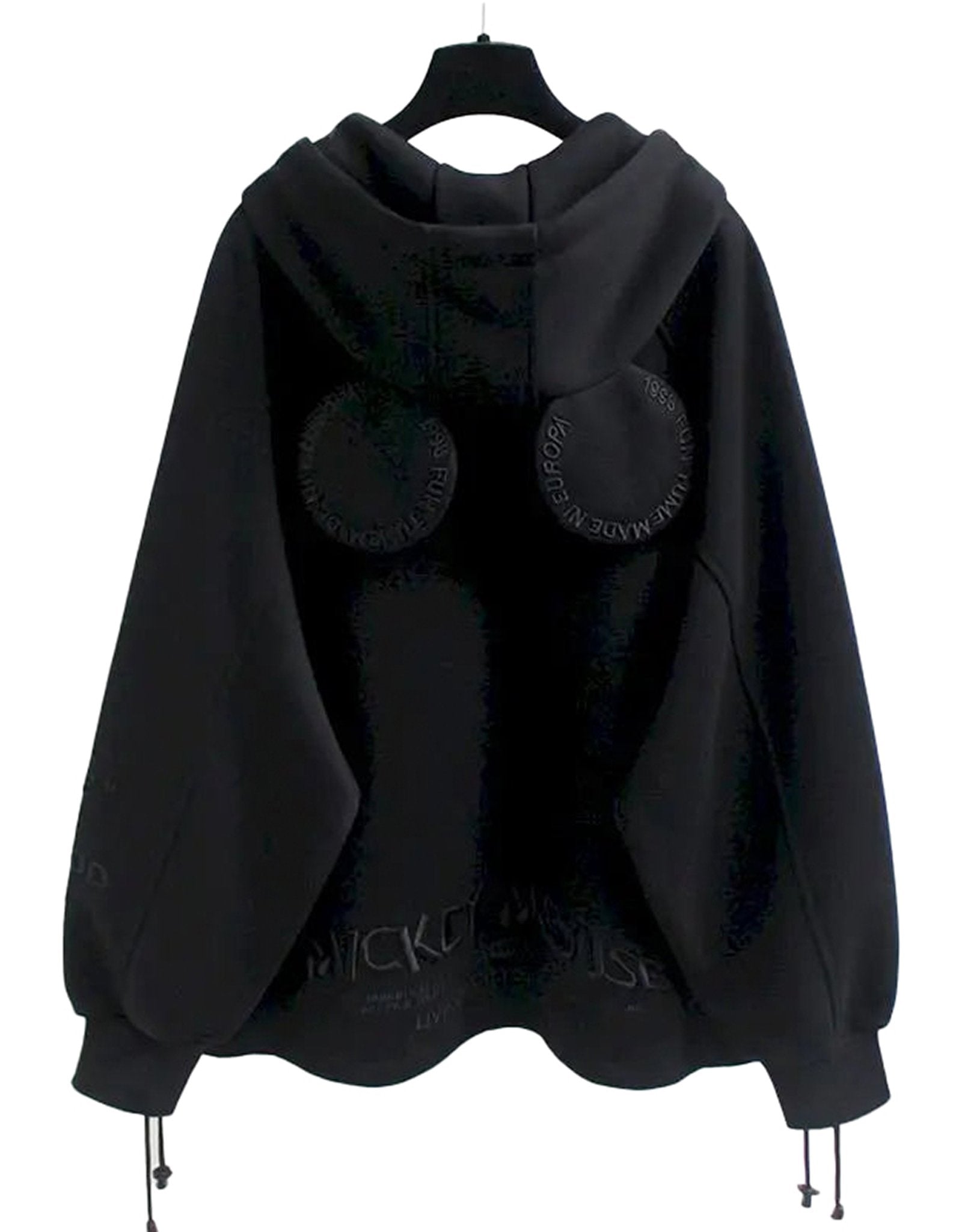 Cute oversized hooded coat for women in black with unique back design and soft fabric
