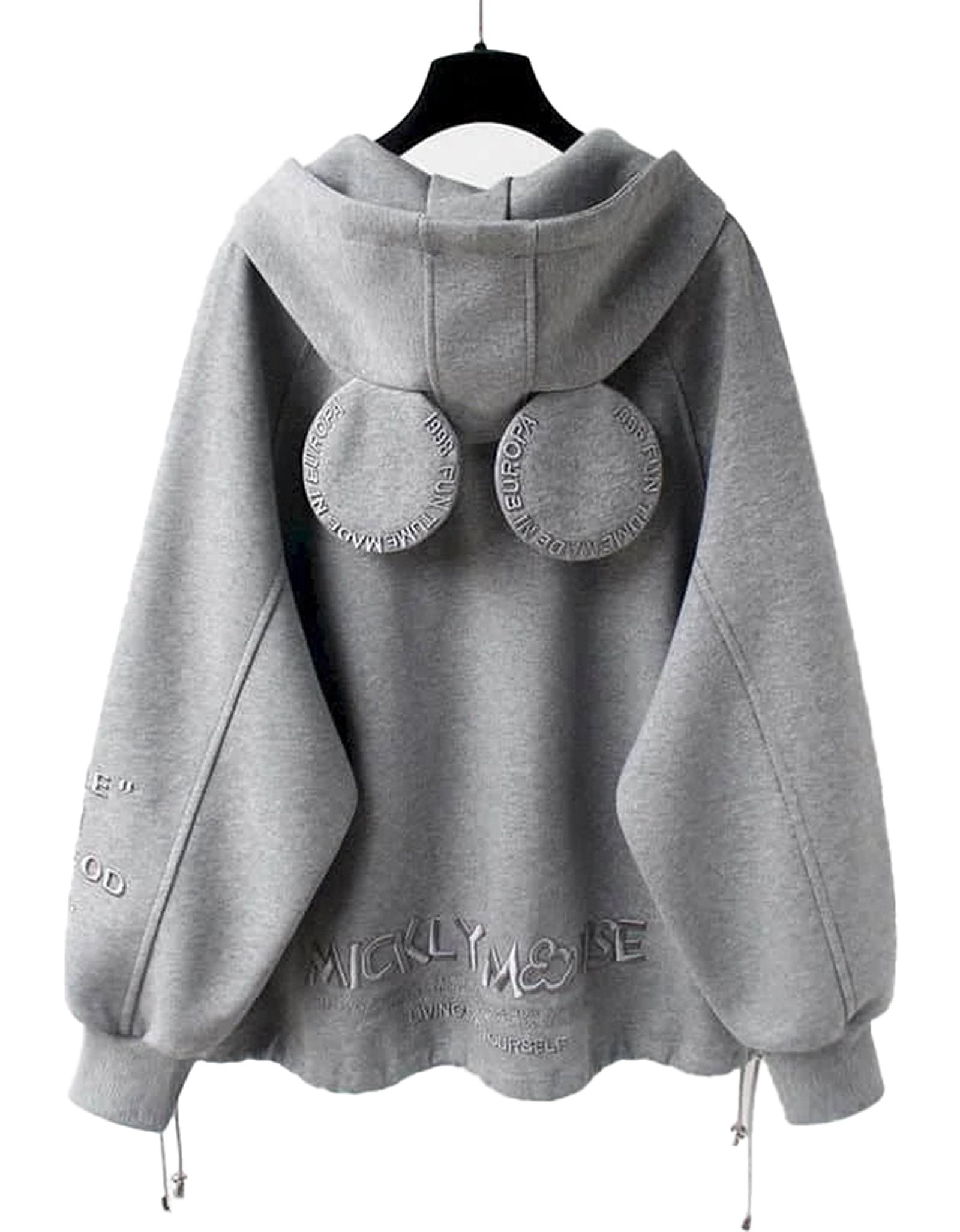 Cute oversized hooded coat for women in gray with unique back design and soft fabric