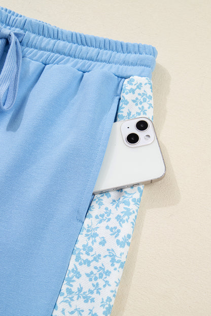 Blue Floral Lounge Set Women Cozy Comfort