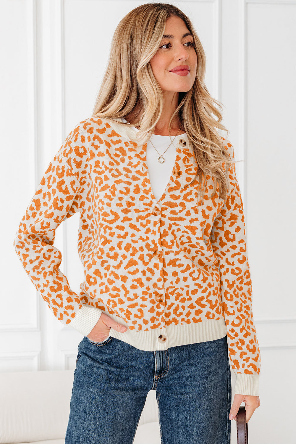 Khaki Leopard Print Cardigan For Stylish Looks