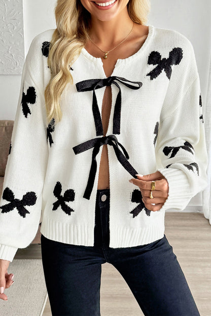 Dear-Lover White Bow Sweater Cardigan For Trendy Looks