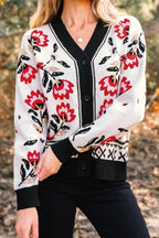 Dear-Lover Beige Floral Knit Cardigan For Chic Style