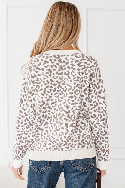 Khaki Leopard Print Cardigan For Stylish Looks