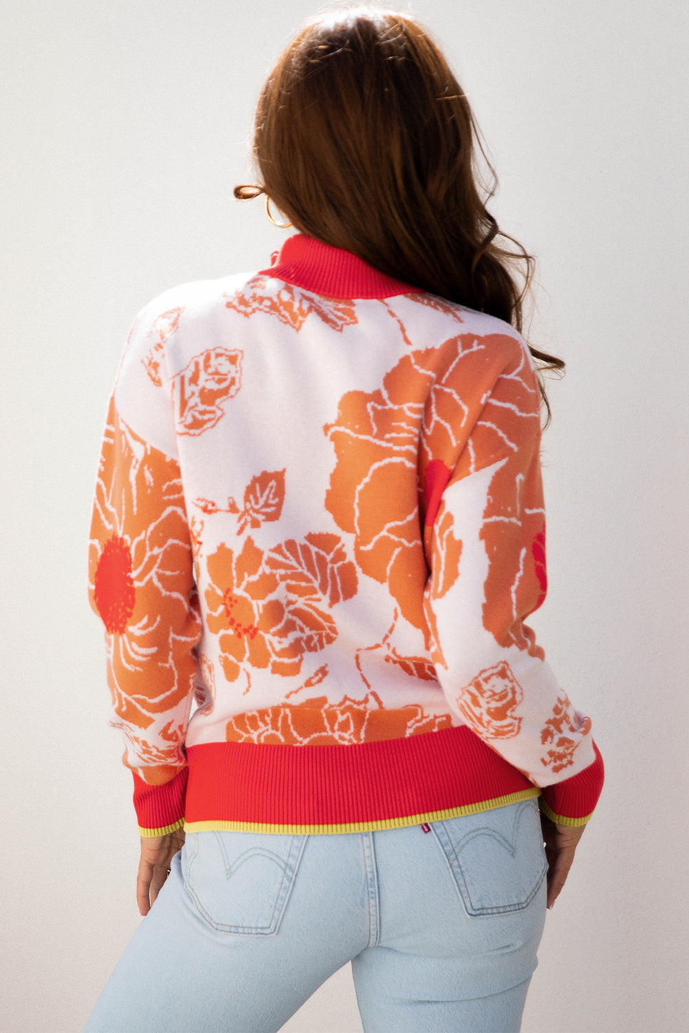 Khaki Floral Pullover Sweater