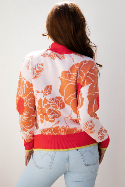 Khaki Floral Pullover Sweater