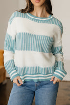 Brown Striped Patchwork Sweater For Trendy Look