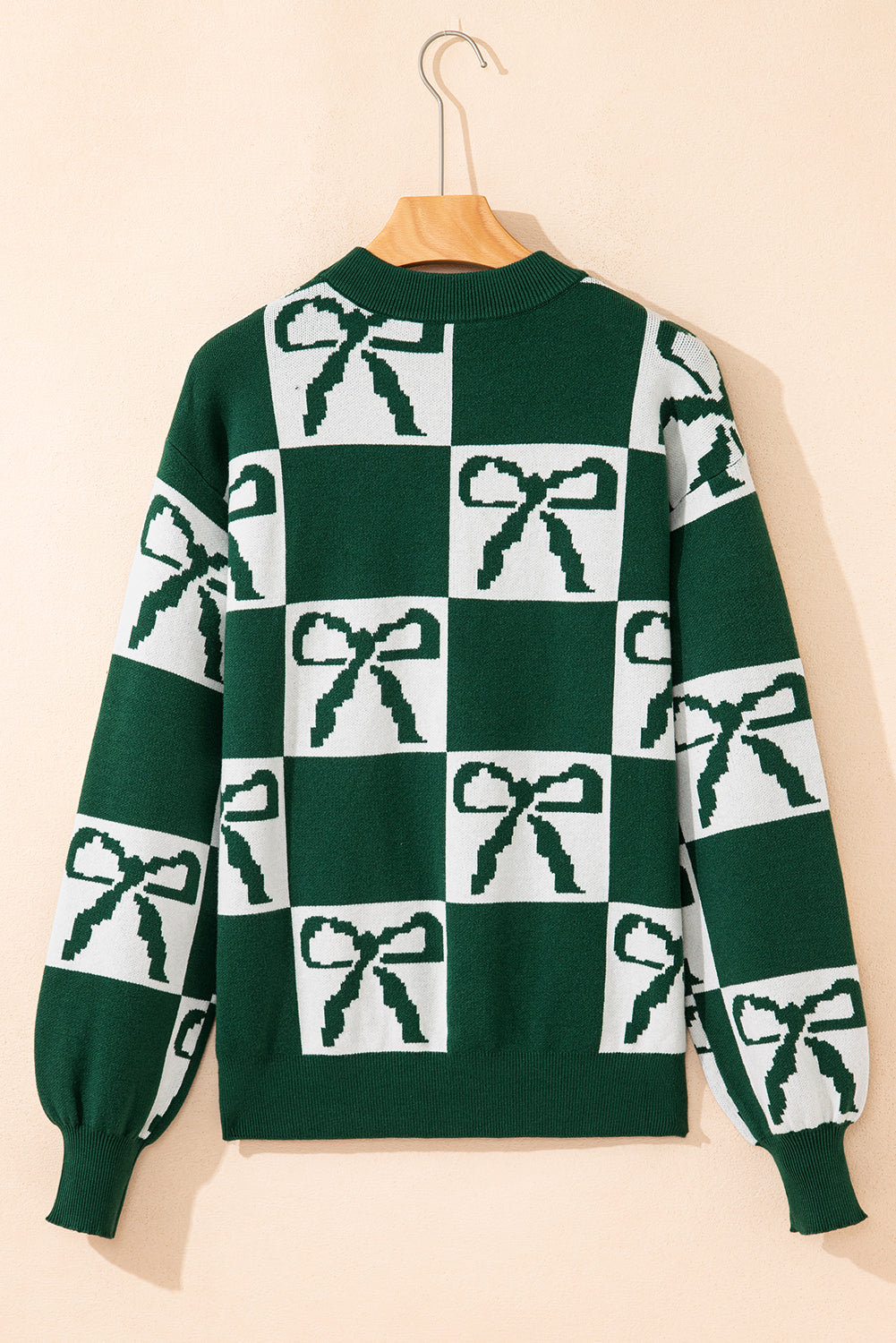 Blackish Green Checkered Sweater For Trendy Style