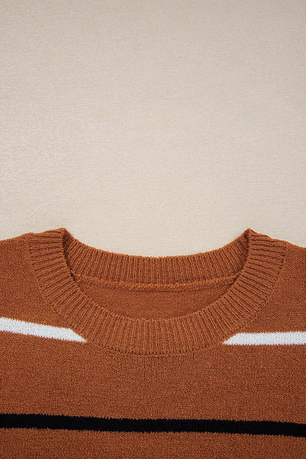 Brown Stripe Drop Shoulder Sweater