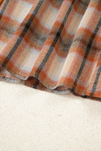 Khaki Plaid Tunic Dress Button Front