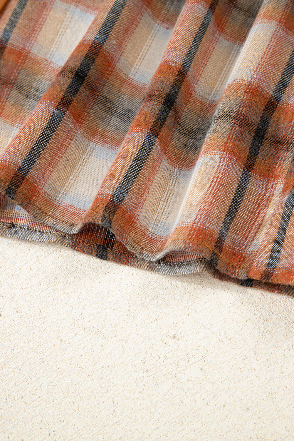 Khaki Plaid Tunic Dress Button Front