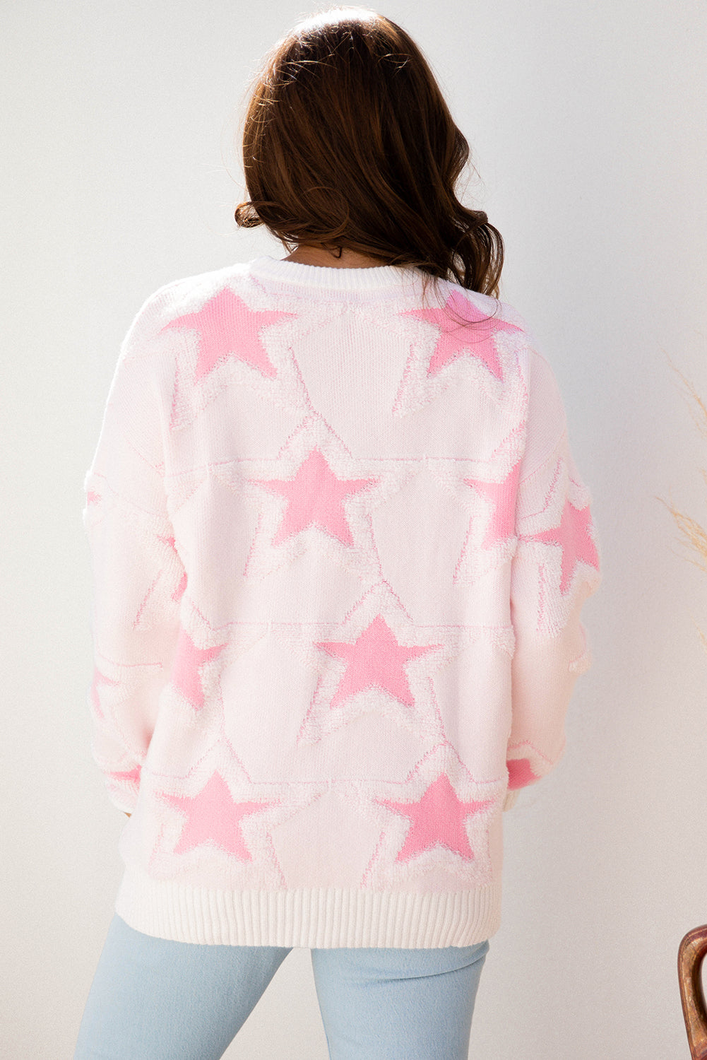 Pink Star Oversized Sweater For Cozy Style