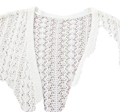 White Knit Hollow Out Cardigan For Trendy Style