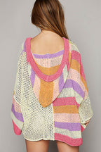 Beige Oversized Colorblock Sweater