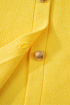 White Solid Color Sleeveless Knit Button Pocketed Sweater