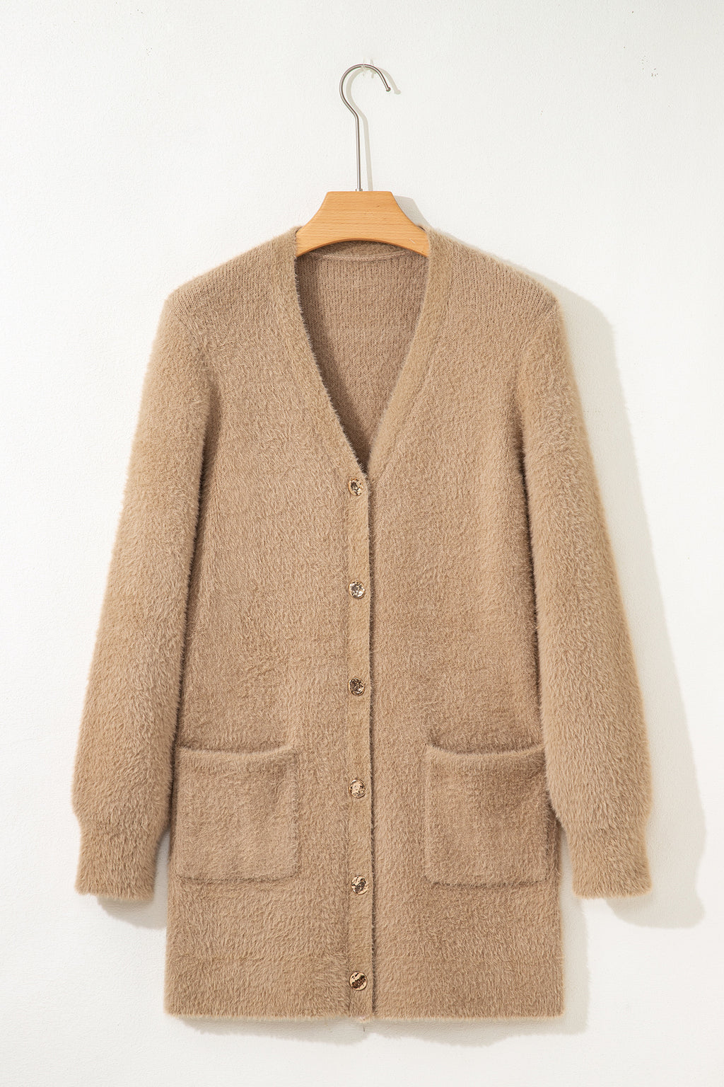 Dear-Lover Smoke Gray Fuzzy Cardigan For Cozy Style