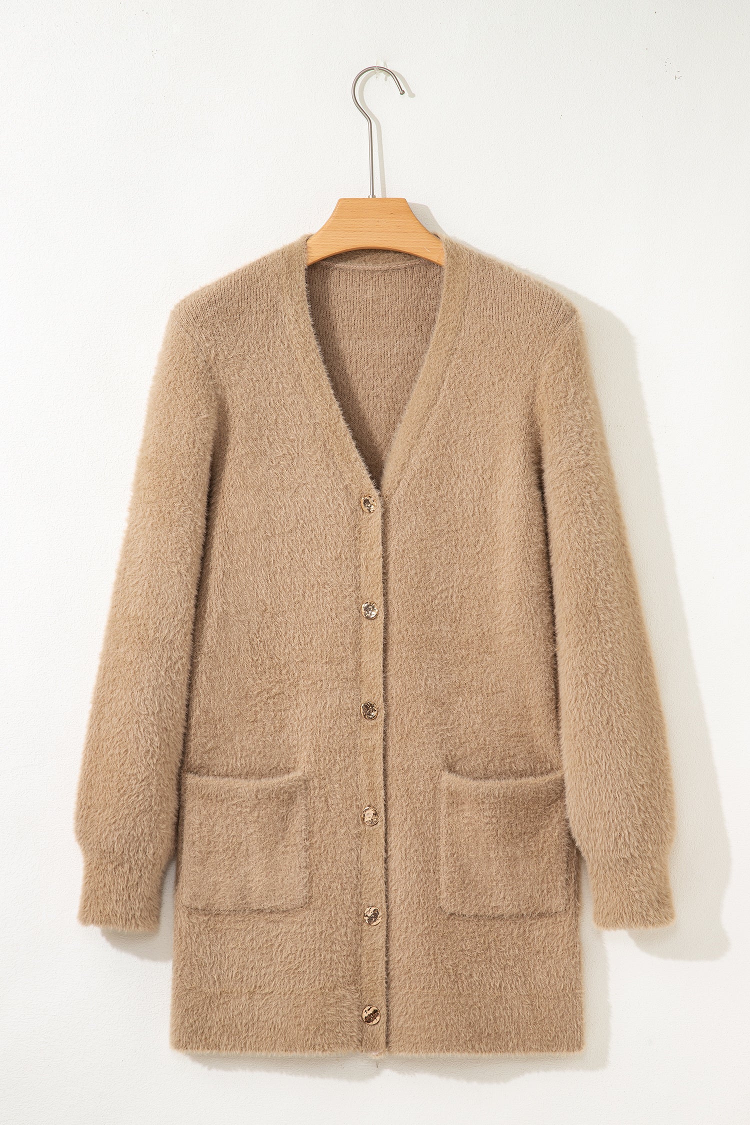 Dear-Lover Smoke Gray Fuzzy Cardigan For Cozy Style