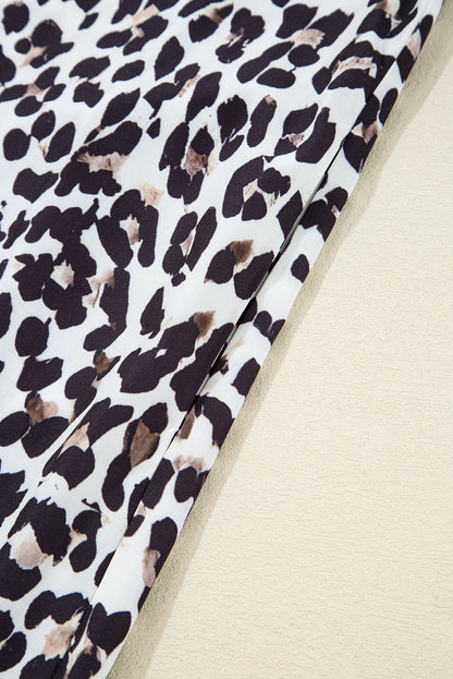 Leopard Print Flared Dress Long Sleeve Mini