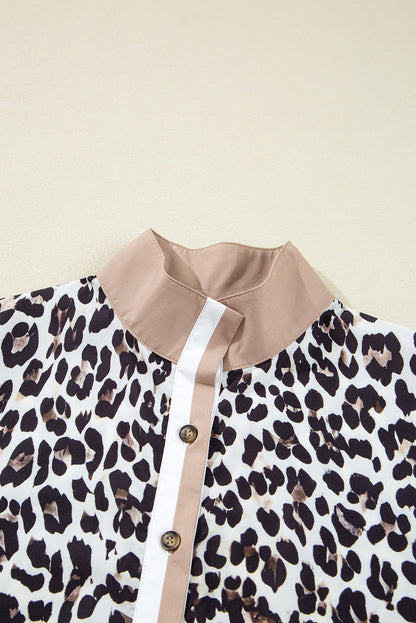 Leopard Print Flared Dress Long Sleeve Mini