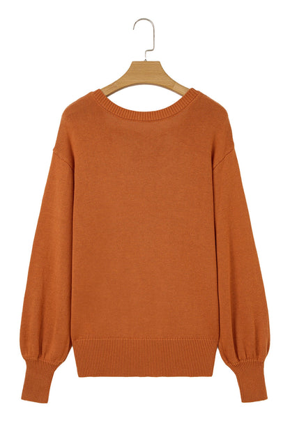 Gold Flame Ribbed Trim Sweater