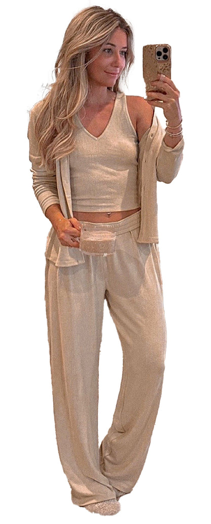 Oatmeal Knit Lounge Set Pajama Set