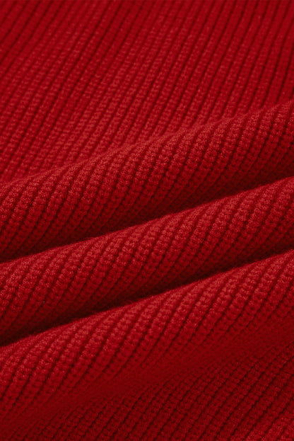 Red Lantern Sleeve Sweater With Bow Detail