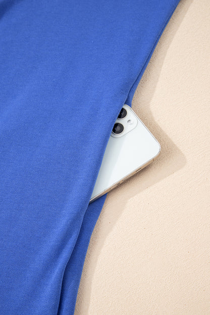 Red Varsity Sweatshirt Dress Cozy Pocketed Mini