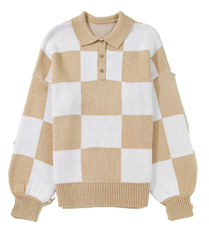 Grapefruit Orange Checkered Sweater