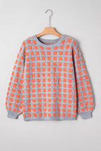 Pink Checkered Oversized Sweater