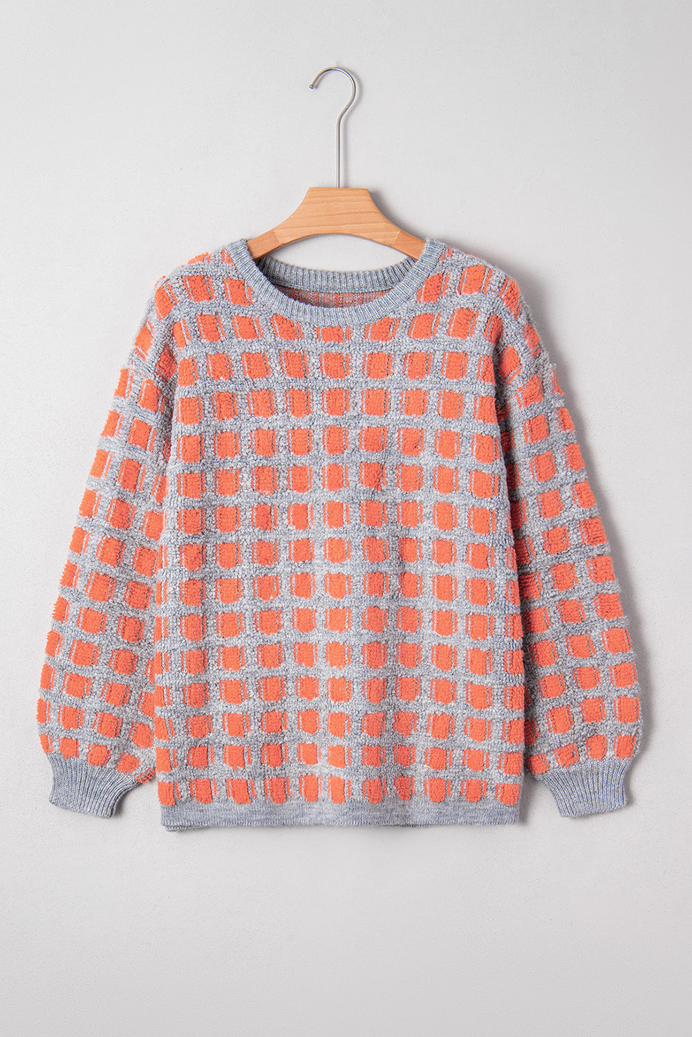 Pink Checkered Oversized Sweater