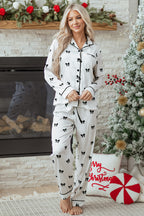 White Bows Print Sleepwear Set