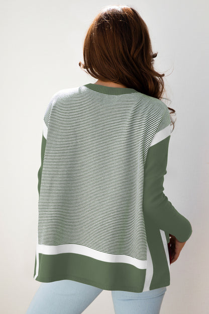 Green Stripe Oversized Sweater