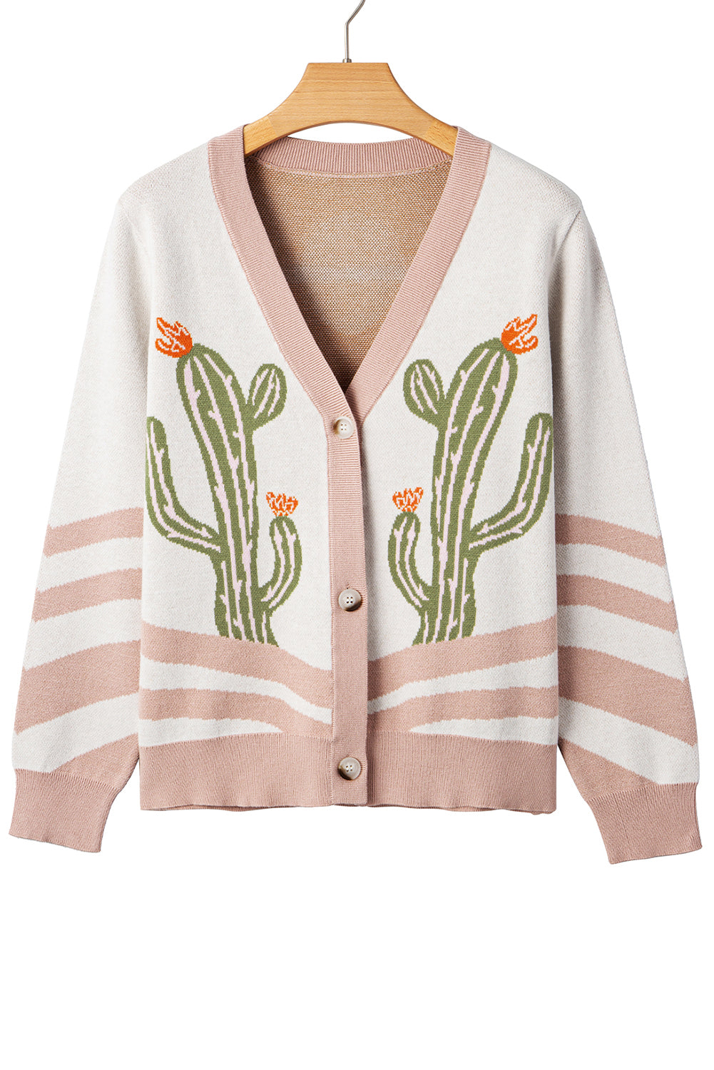 Apricot Cactus Sweater Cardigan For Trendy Style