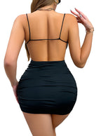 V-Neck Bodycon Mini Dress