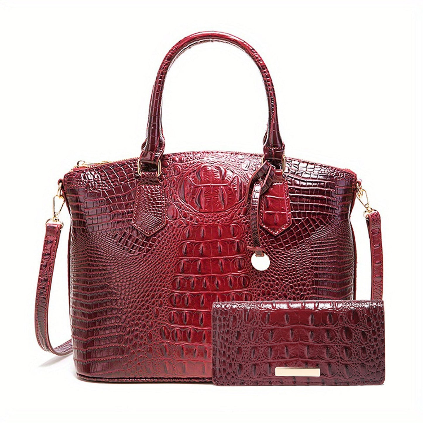 Crocodile Embossed Womens Handbag Chic Satchel